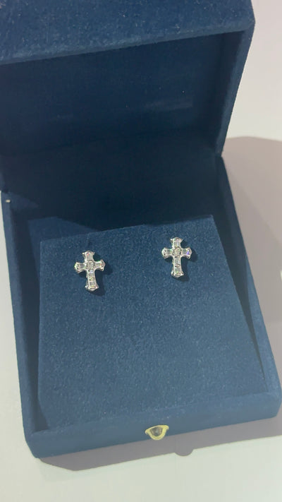 Moissanite Gothic Cross Earrings