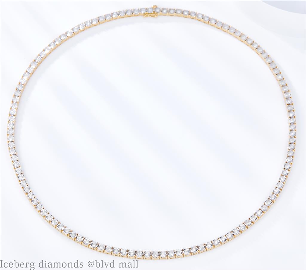 2.7 Ct. Diamond 10 Kt Gold (Yellow). Tennis with Illusion Setting Chain. (Unisex). 22 in Long. 3.7 mm Wide