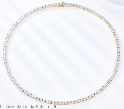 2.7 Ct. Diamond 10 Kt Gold (Yellow). Tennis with Illusion Setting Chain. (Unisex). 22 in Long. 3.7 mm Wide