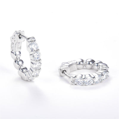 0.98 Ct. Moissanite 14 Kt Gold (White). Hinged Hoop Earrings. (Women).