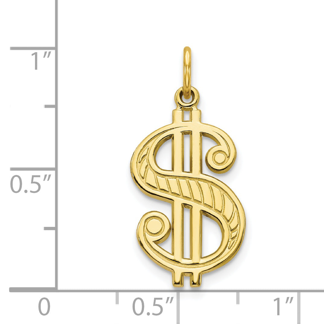 10k Solid Polished Dollar Sign Charm