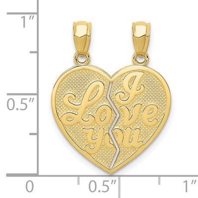 10k I Love You Heart Break-a-Part Reversible Pendant