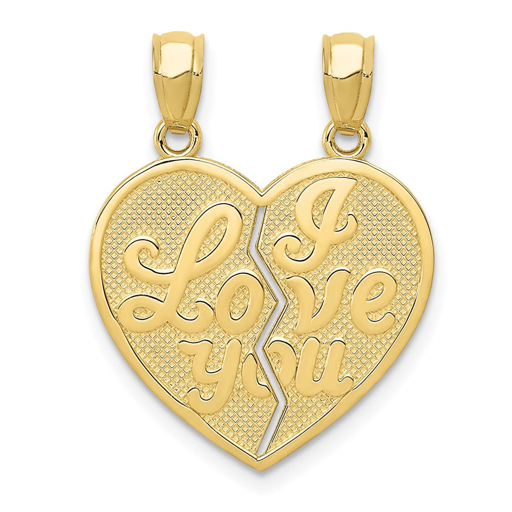 10k I Love You Heart Break-a-Part Reversible Pendant