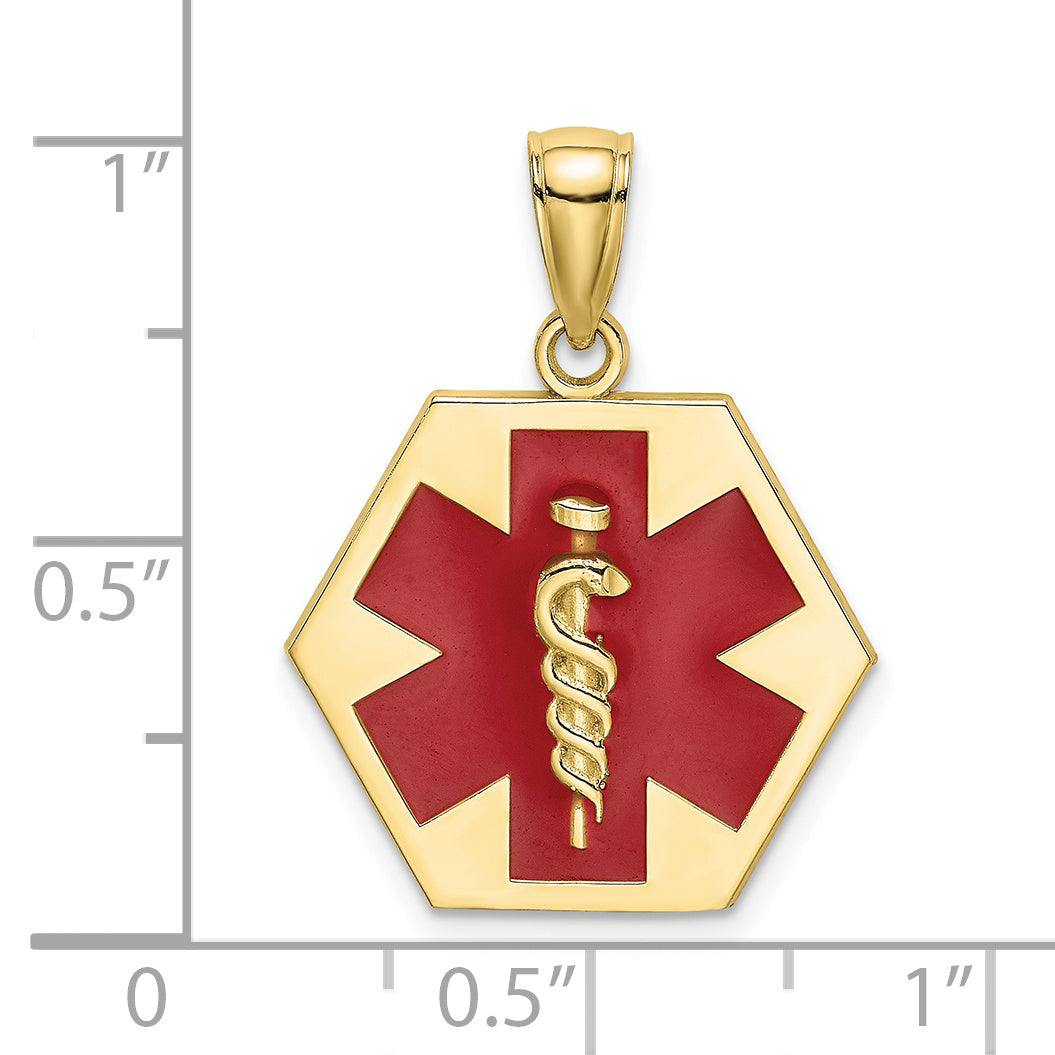 10k Enameled Medical Disc Pendant