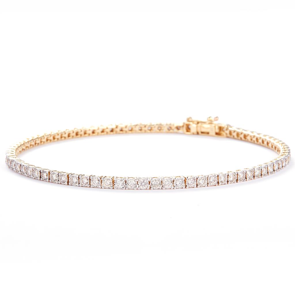 2.69 Ct. Diamond 14 Kt Gold (Yellow). Tennis Bracelet. (Unisex). 8 in Long. 2.9 mm Wide