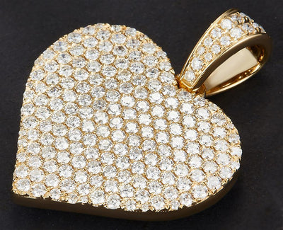 2.162 Ct. Diamond 10 Kt Gold (Yellow). All-Diamonds Heart Pendant. (Women).