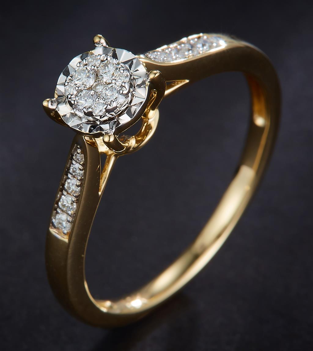 WERT 790 € DIAMANT RING (ca. 0,15 ct) 585er/14 top K GOLD vxlt 71839