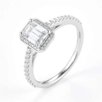 1.457 Ct. Moissanite Sterling Silver (White). Solitaire with Cushion Cut Center Stone Ring. (Women). Size 7.5