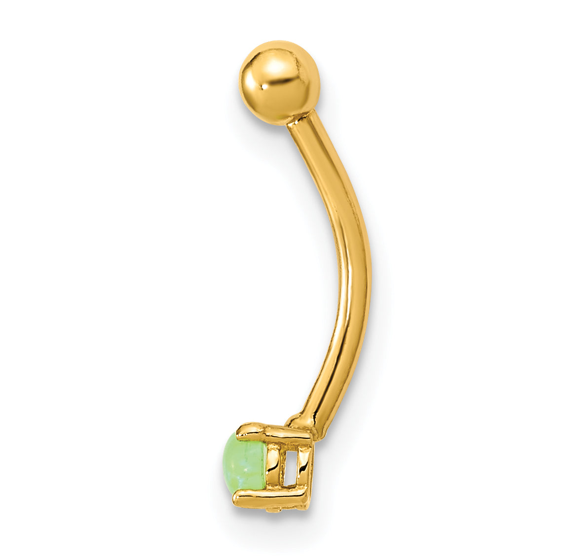 14K 16 Gauge with Green CZ Eyebrow Ring Body Jewelry