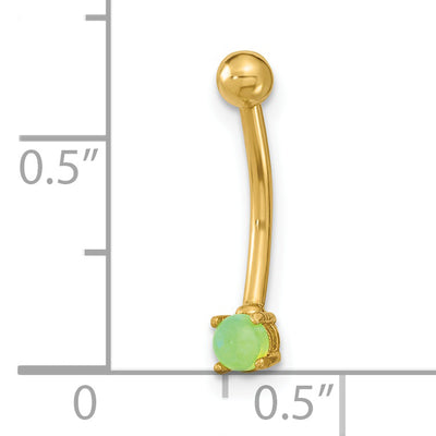 14K 16 Gauge with Green CZ Eyebrow Ring Body Jewelry