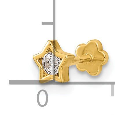 14K 18 Gauge Star and CZ Cartilage Body Jewelry