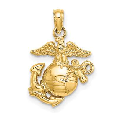 14k Polished / Textured Small Marine Corps Charm