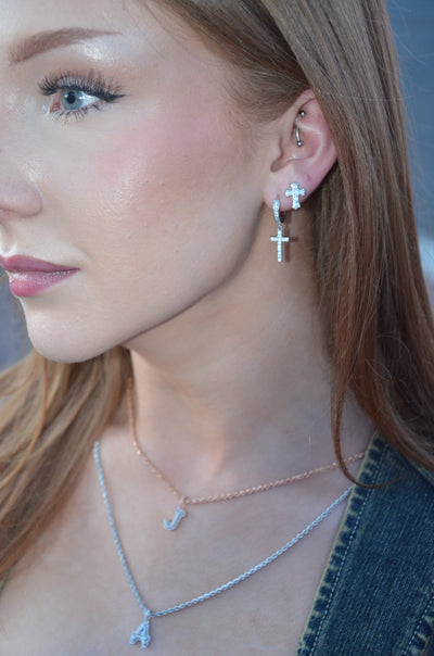 Moissanite Gothic Cross Earrings