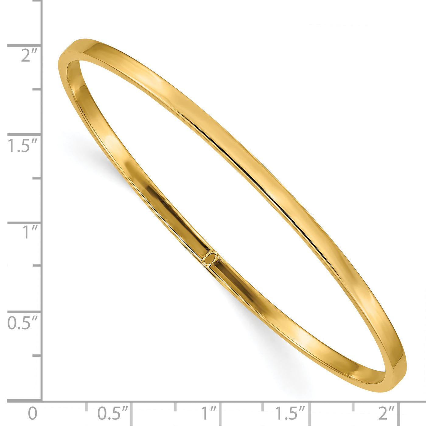 14k 3mm Polished Square Tube Slip-on Bangle