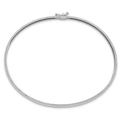 14k White Gold Textured Flexible Bangle