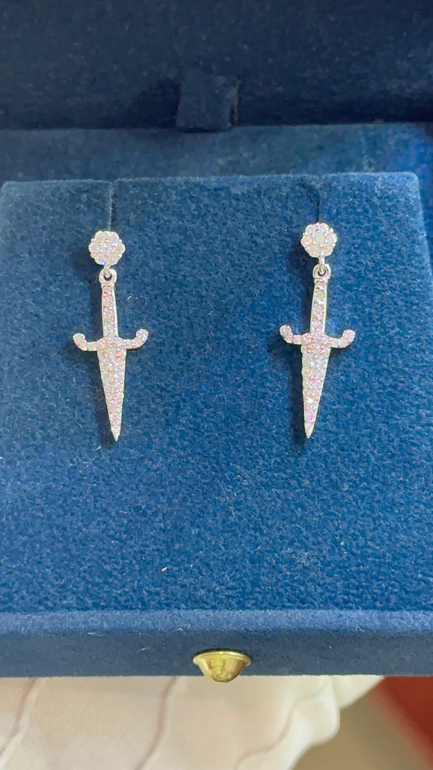 Sterling Silver and CZ Dagger Earrings