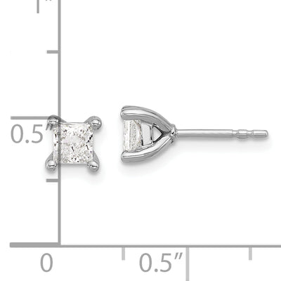 14K White Gold Lab Grown Diamond 3/4ctw Princess VS DEF 4 Prong Earrings