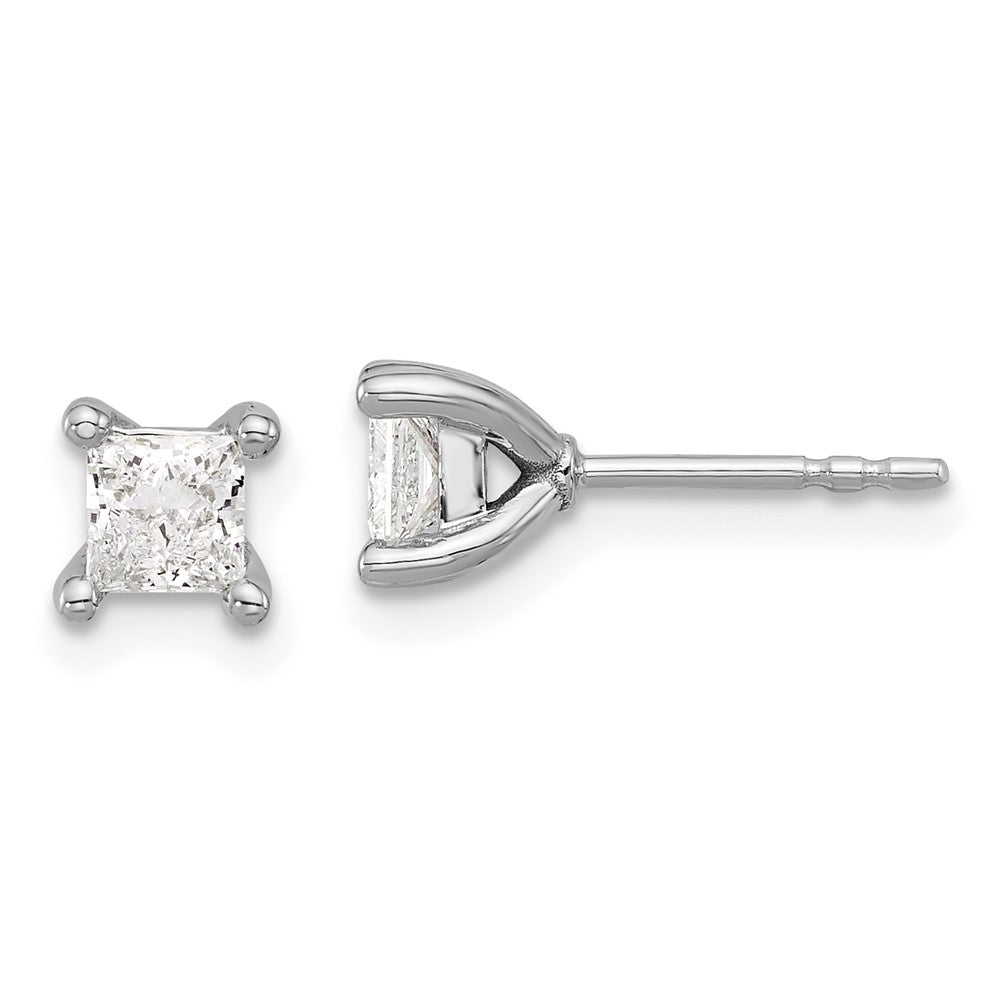 14K White Gold Lab Grown Diamond 3/4ctw Princess VS DEF 4 Prong Earrings