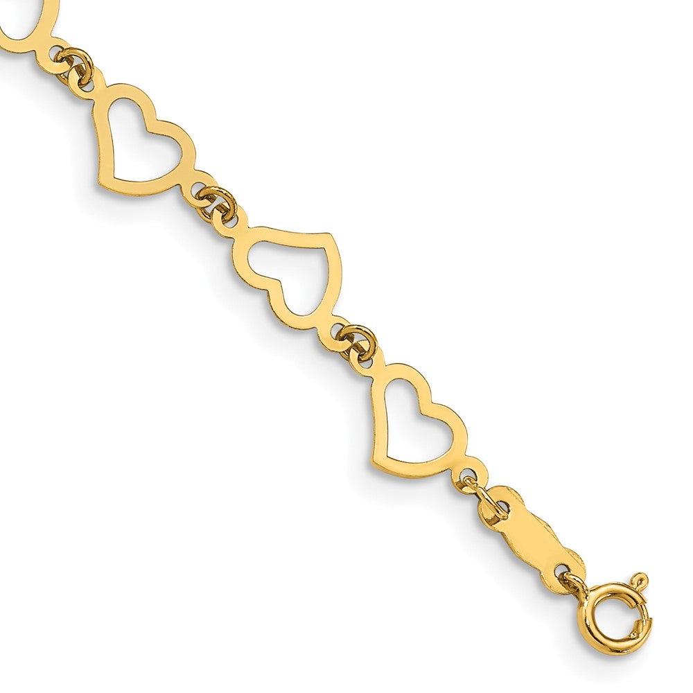 14K Flat Open Hearts Bracelet