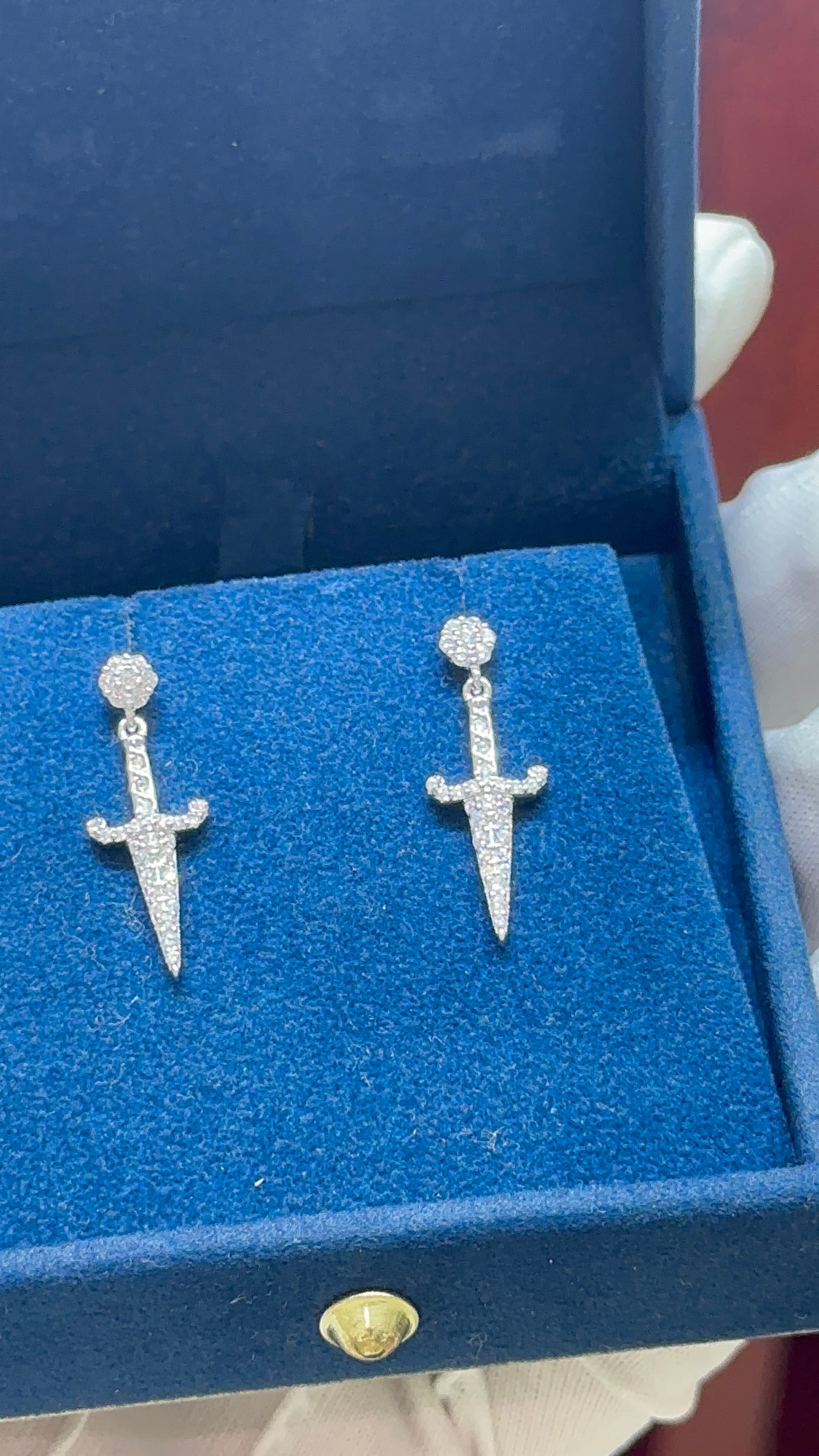 Sterling Silver and CZ Dagger Earrings