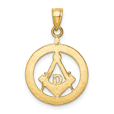 14k Polished and Diamond-cut Masonic Symbol Pendant