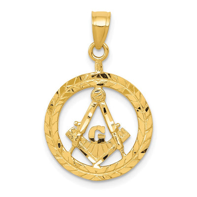 14k Polished and Diamond-cut Masonic Symbol Pendant