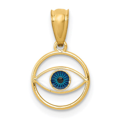 14k Polished Enameled Eye Pendant