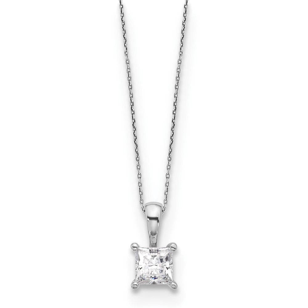 14kw .50ct VS DEF Lab Grown Princess Diamond 4 Prong Pendant w/ Chain