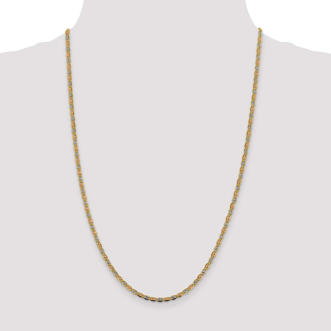 14k 2.75mm Tri-color Gold Pav? Valentino Chain