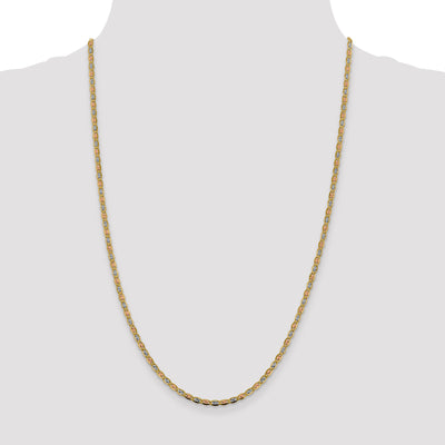 14k 2.75mm Tri-color Gold Pav? Valentino Chain