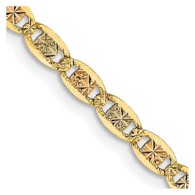 14k 2.75mm Tri-color Gold Pav? Valentino Chain