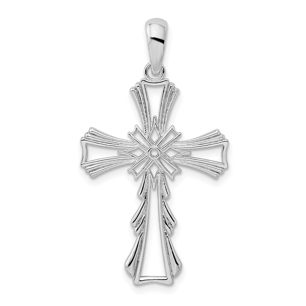 Sterling Silver Rhodium-plated Polished X-Center Cut-out Cross Pendant