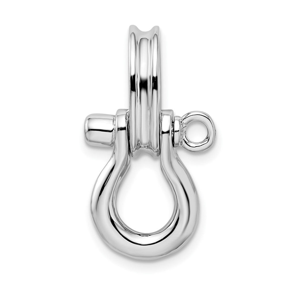 Sterling Silver Rhodium-plated 3D Medium Shackle Link w/Pulley Pendant