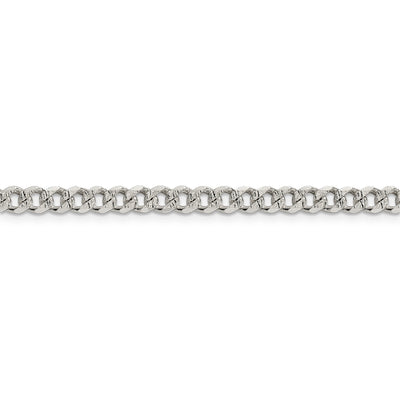 Sterling Silver 4.5mm Pave Curb Chain