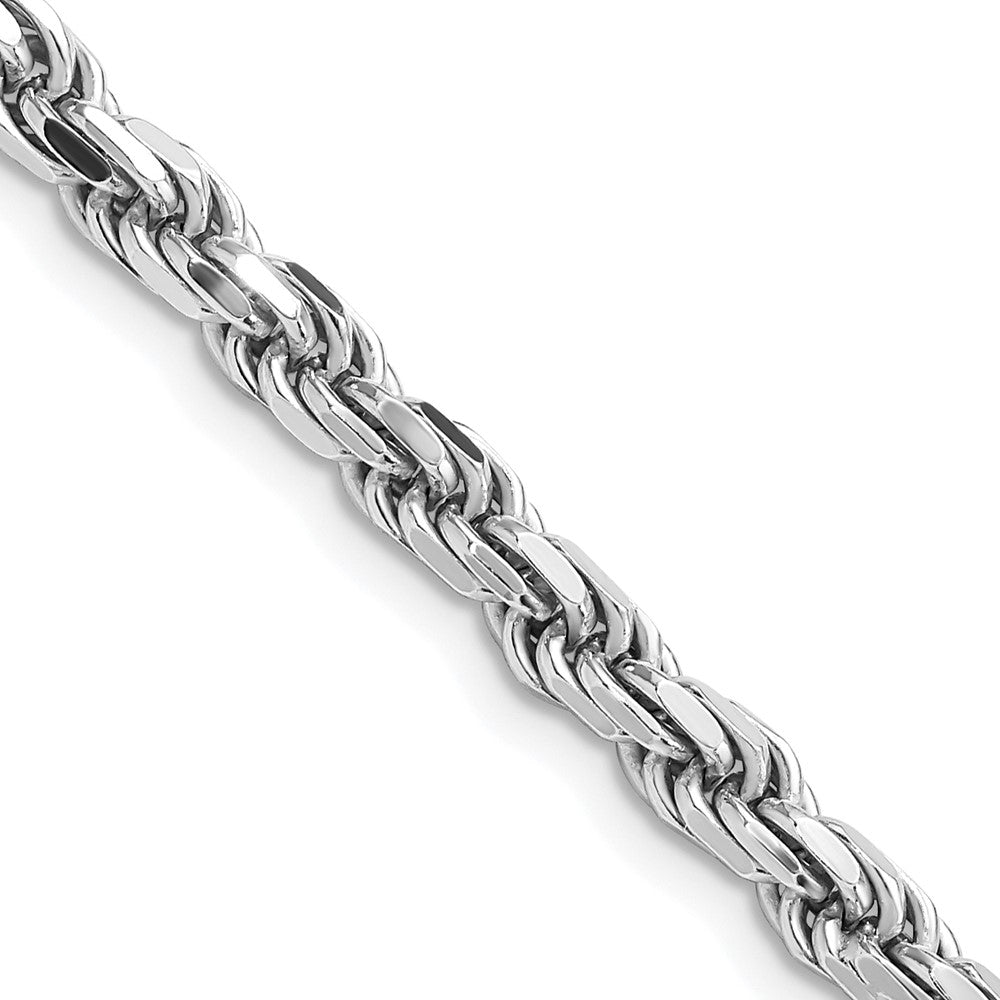 Sterling Silver Rhodium-plated 4.6mm Diamond-cut Rope Chain