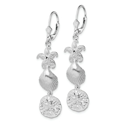 Sterling Silver Rhodium-plated Polished Sea Life Leverback Earrings