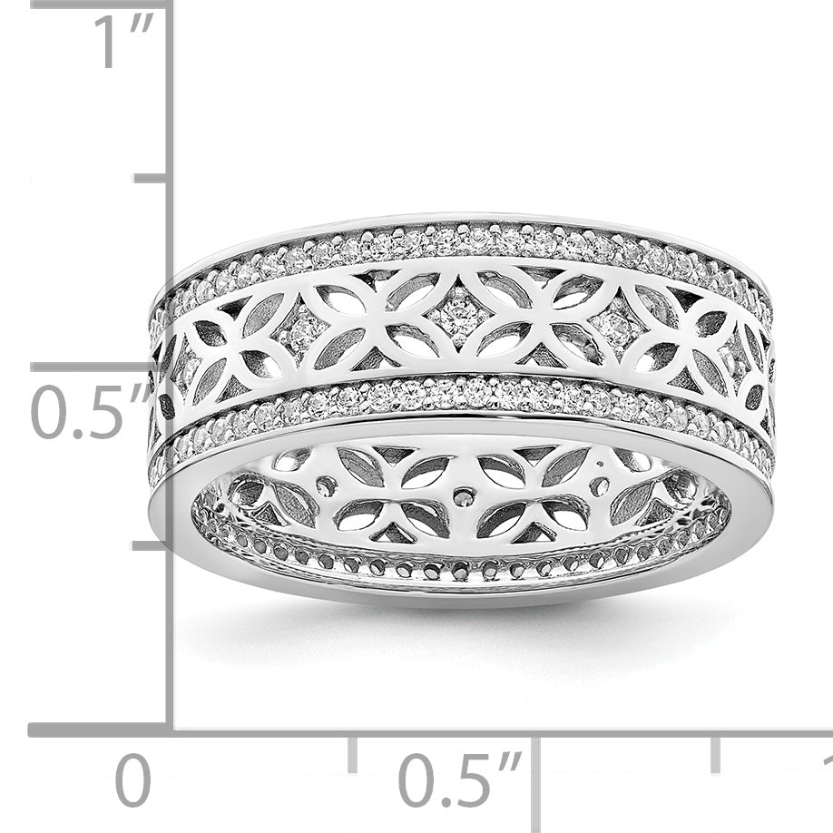 Sterling Silver Rhodium plated CZ Band