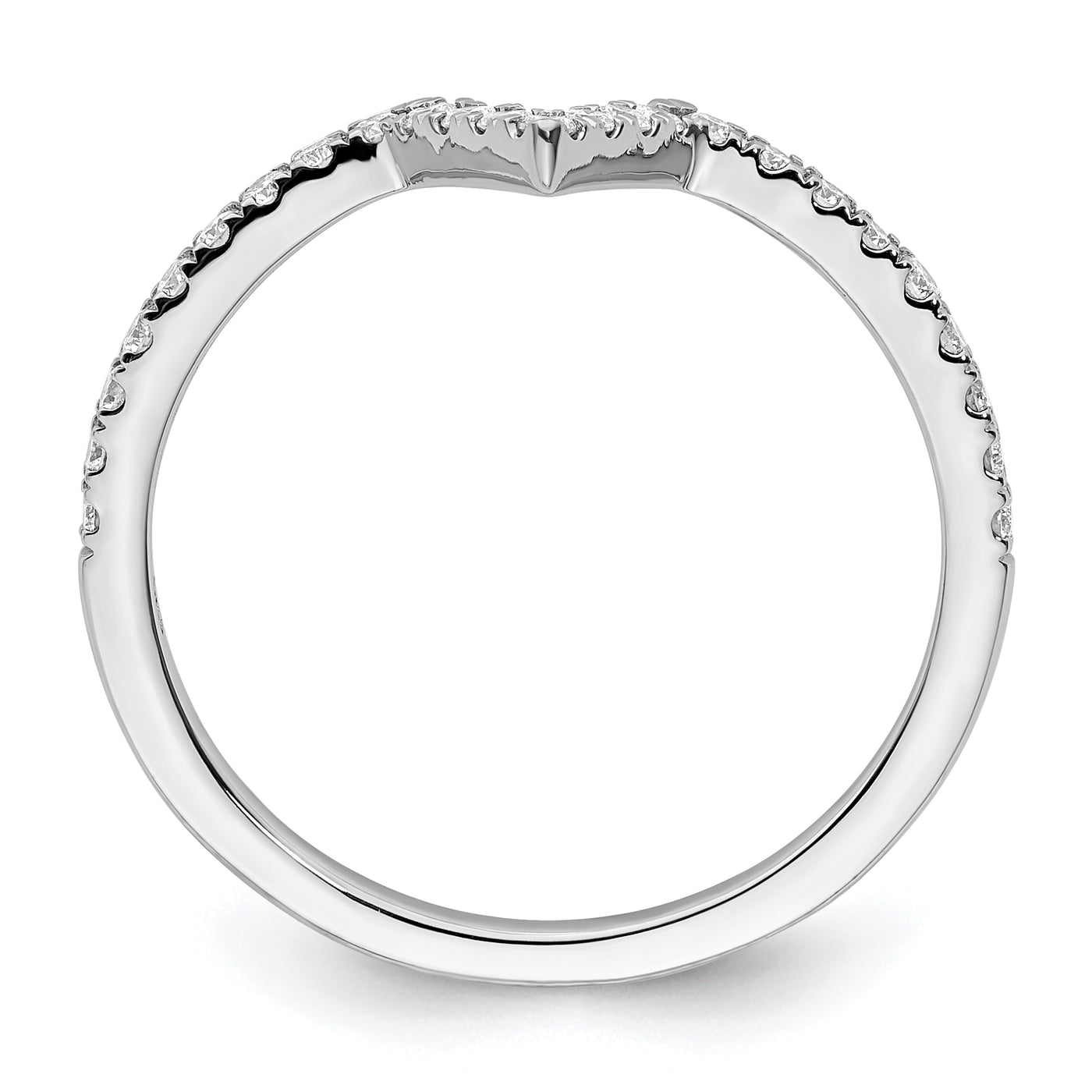 14k White Gold V-shape Diamond Ring Guard