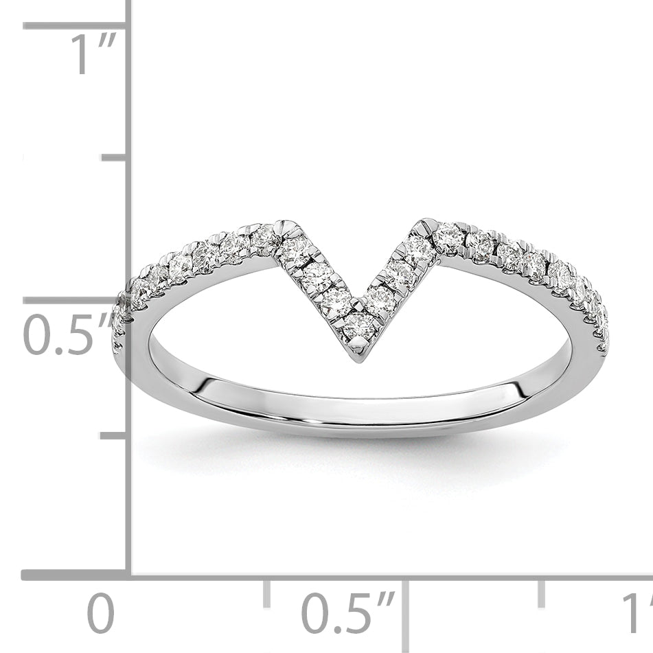 14k White Gold V-shape Diamond Ring Guard