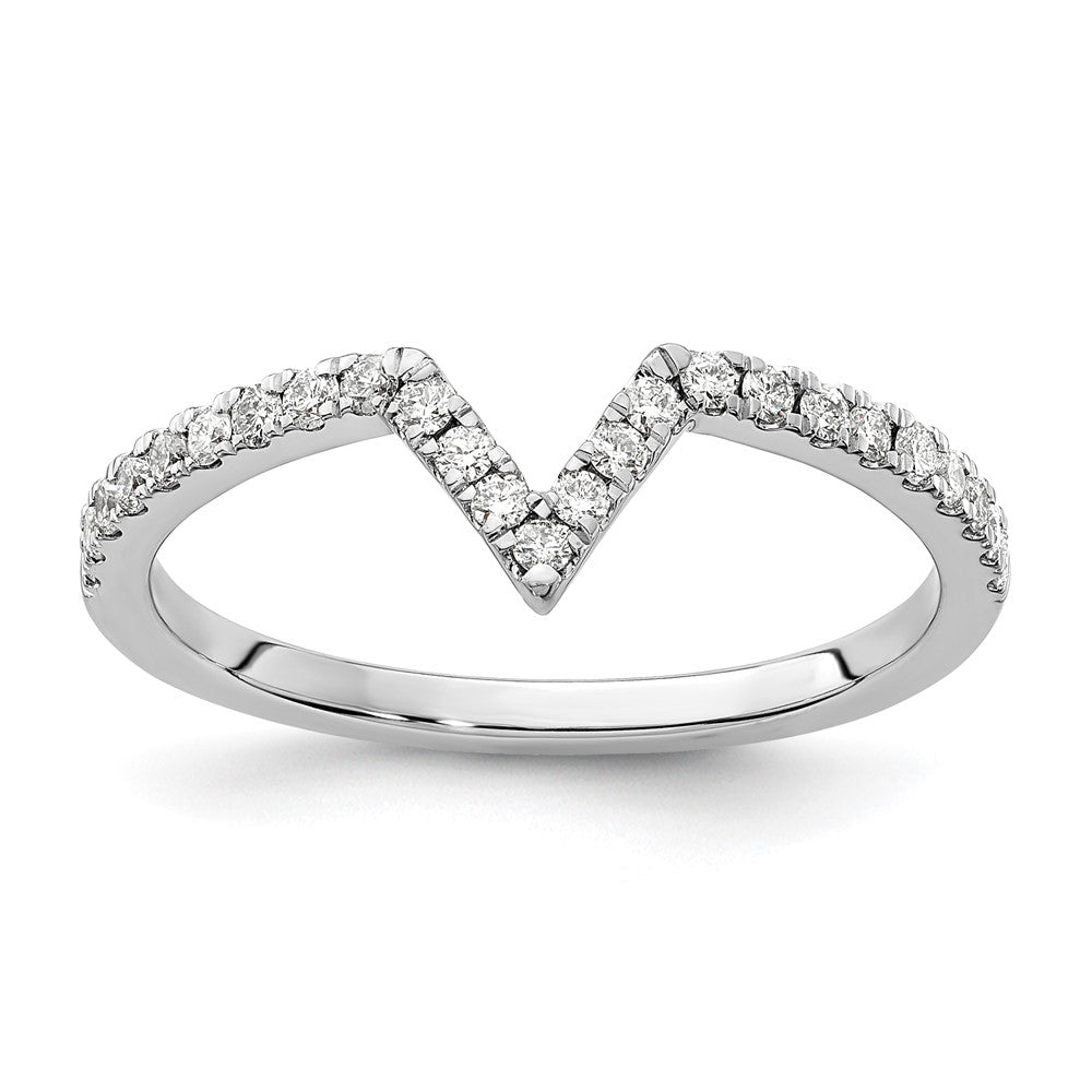 14k White Gold V-shape Diamond Ring Guard