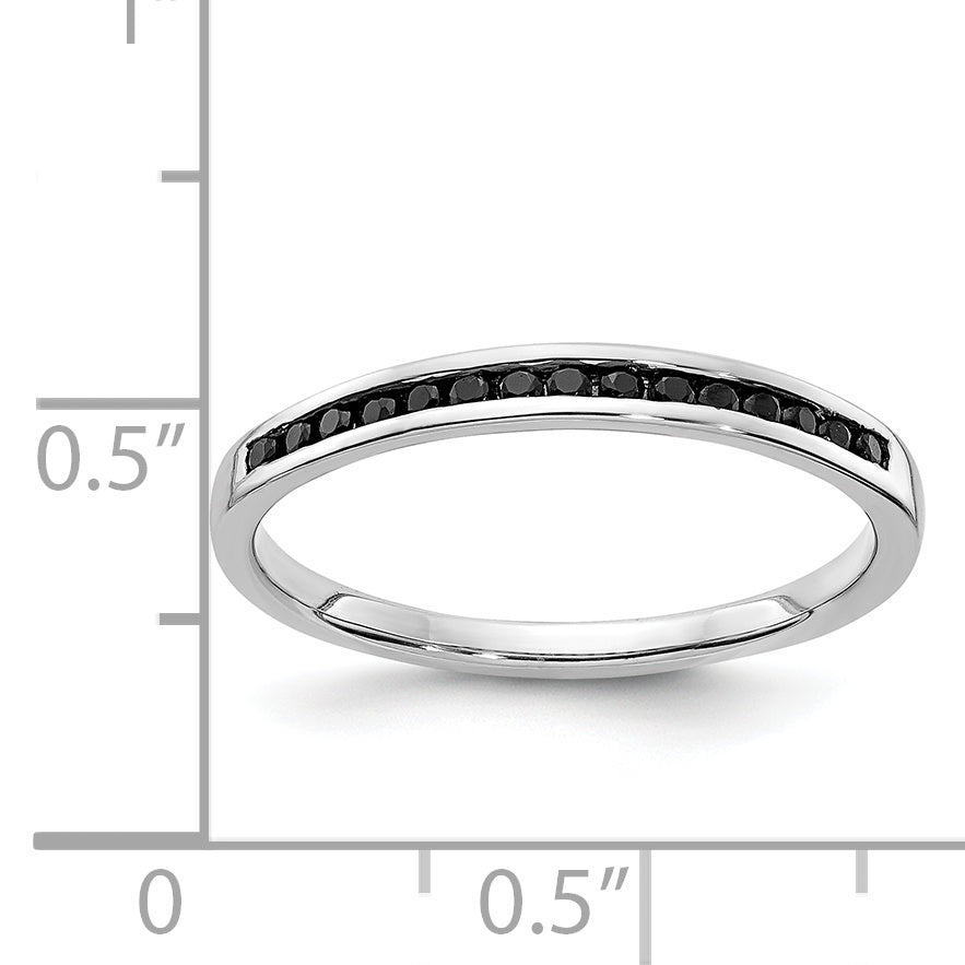 14k White Gold Black Diamond Channel Band