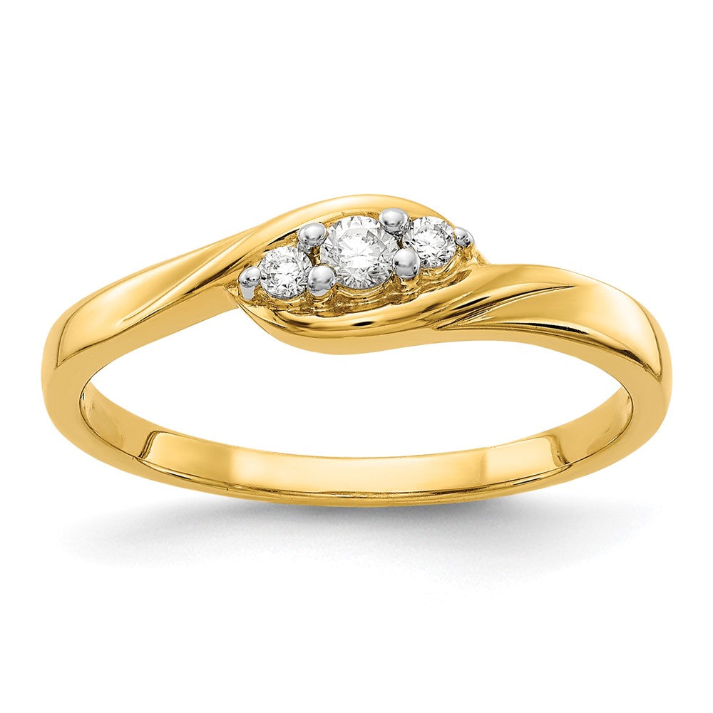 14k Yellow Gold 3-stone Diamond Ring