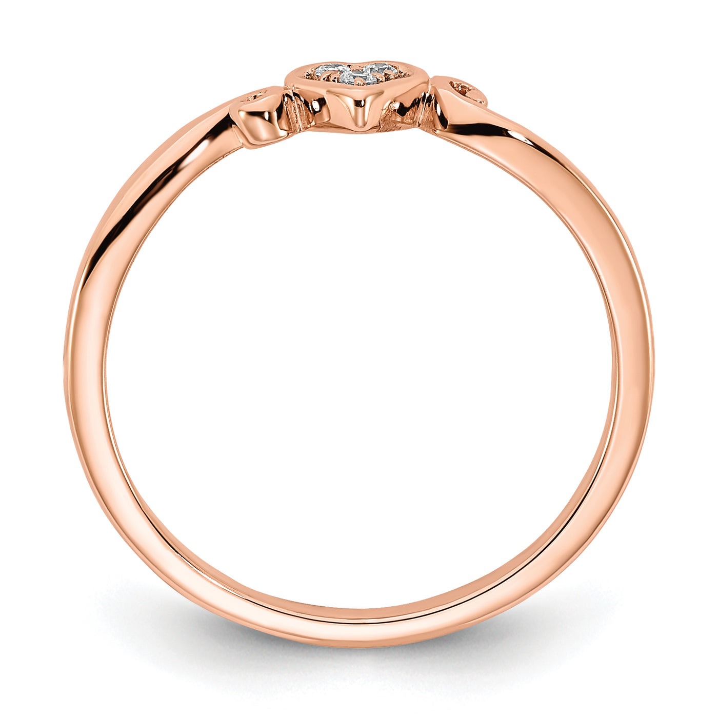 14k Rose Gold Polished Heart Diamond Ring