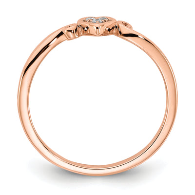 14k Rose Gold Polished Heart Diamond Ring