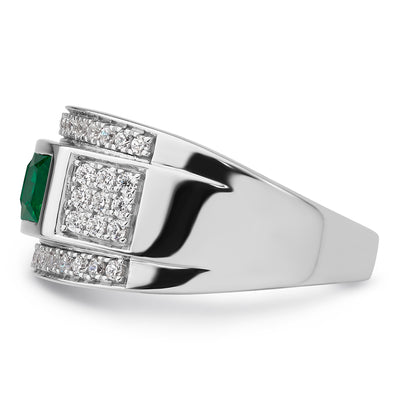 10K WG VS/SI FGH Lab Grown Diamond & Cr. Emerald Mens Ring