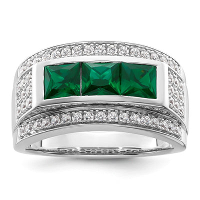 10K WG VS/SI FGH Lab Grown Diamond & Cr. Emerald Mens Ring