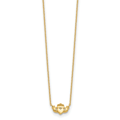 14k Polished Claddagh 17 inch Necklace