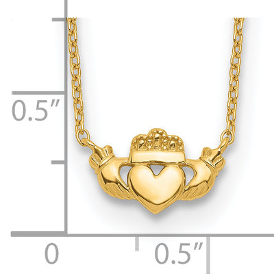 14k Polished Claddagh 17 inch Necklace