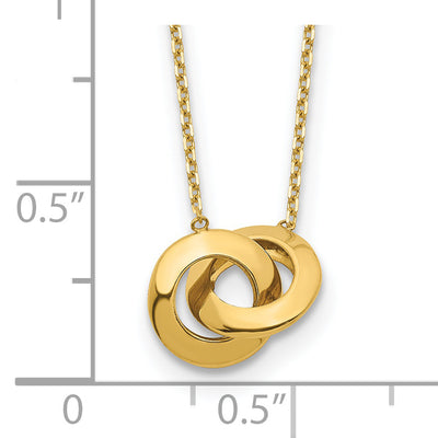 14k Polished Fancy Interlocking Circle 16 inch with 1 inch ext. Necklace