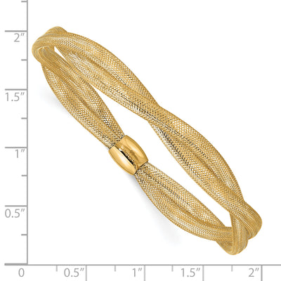 14K Gold Twisted Woven Mesh Stretch Bracelet